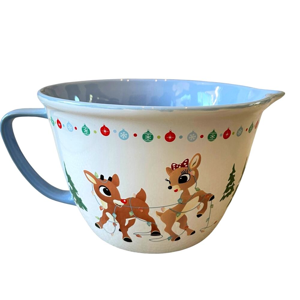 Rudolph The Red-Nosed Reindeer & Clarice Mixing Bowl w/ Spout Christmas NEW